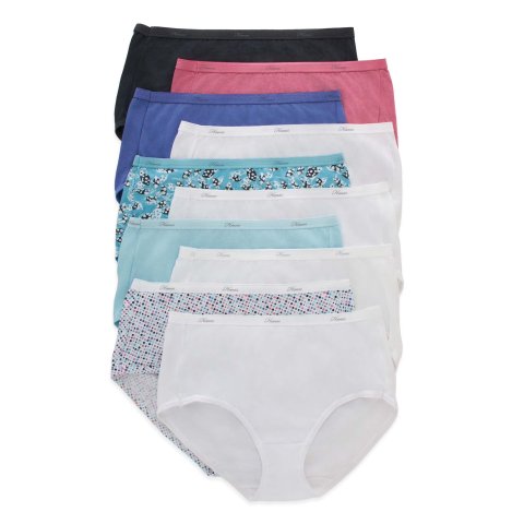 Hanes 10-Pack, Full-Coverage Brief Panties, Moisture-Wicking Underwear