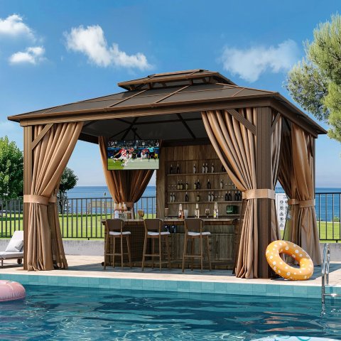 JolyDale Aluminum Patio Gazebo 12x10 ft