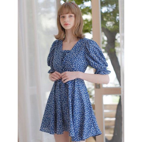 Daisy Puff Dress Blue