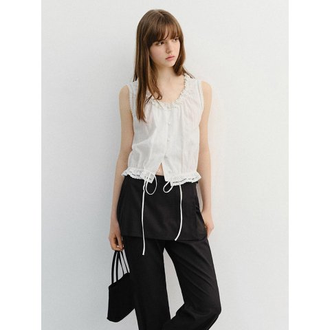 DUNST FOR WOMEN FRILL Sleeveless Blouse UDBL6B226WT White