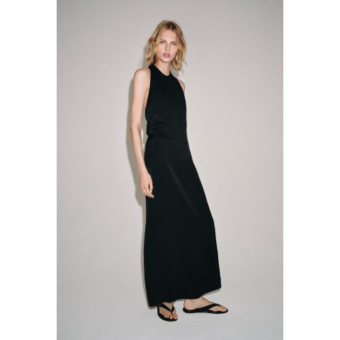 Zara Satin Effect Dress Viscose Woman