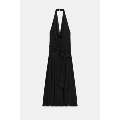 Zara Chiffon Halter Midi Dress with Tie