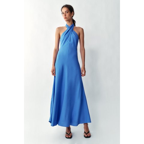 Zara Linen Halter Midi Dress