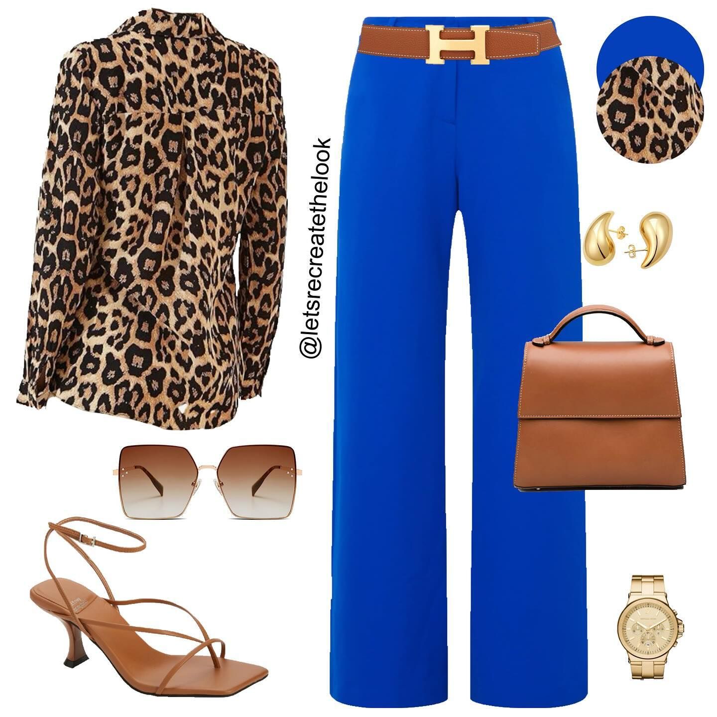 Cool blue with leopard print