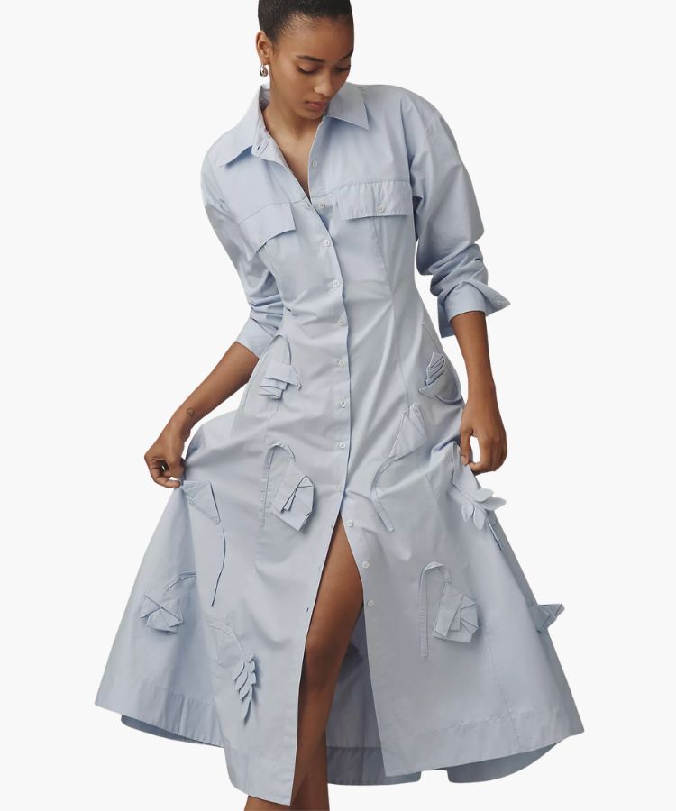 Maeve 3D Floral Shirt Dress