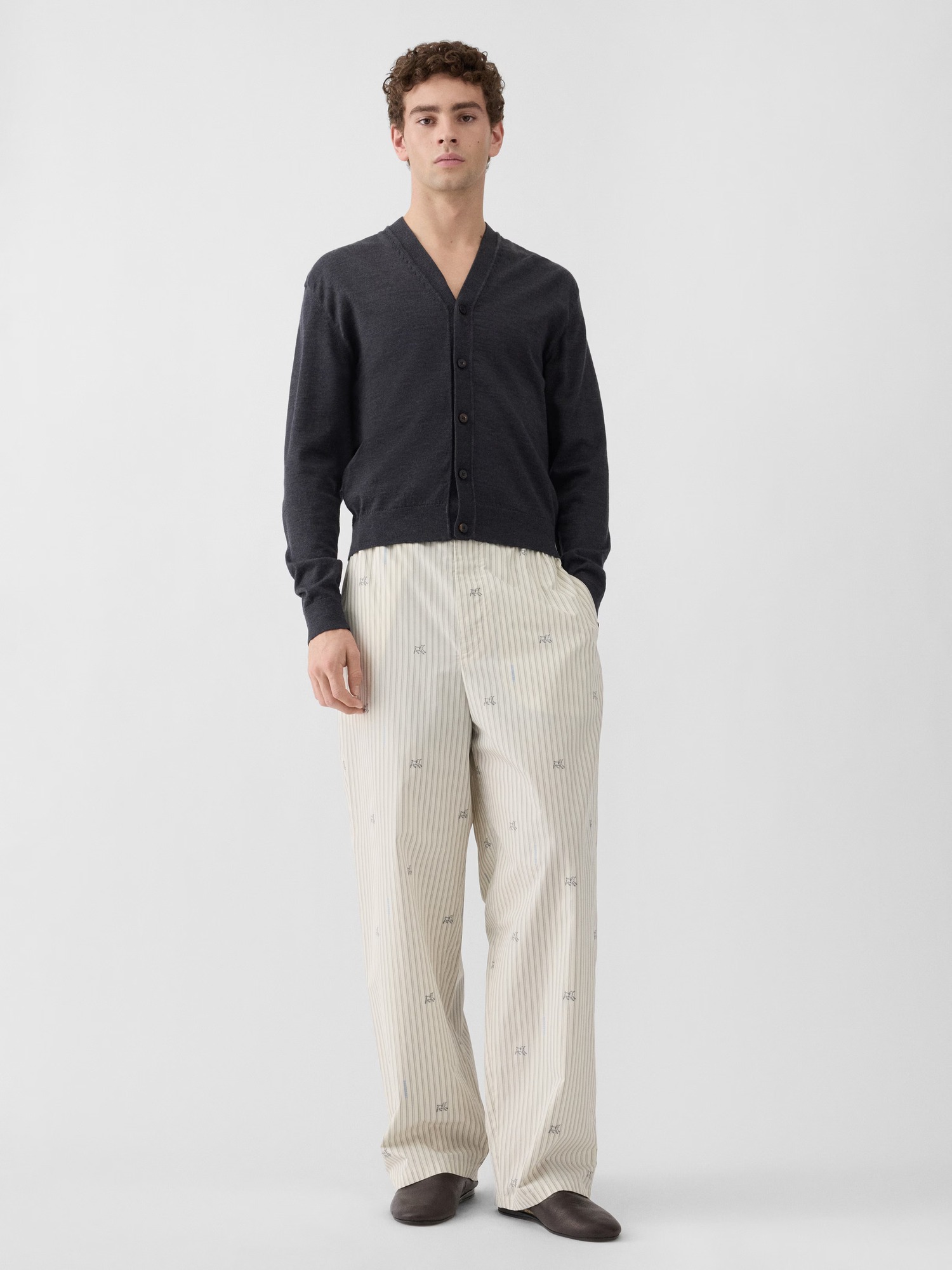 Jacquemus The pyjama pants in cream cotton jacquard, official product image showing the relaxed straight fit