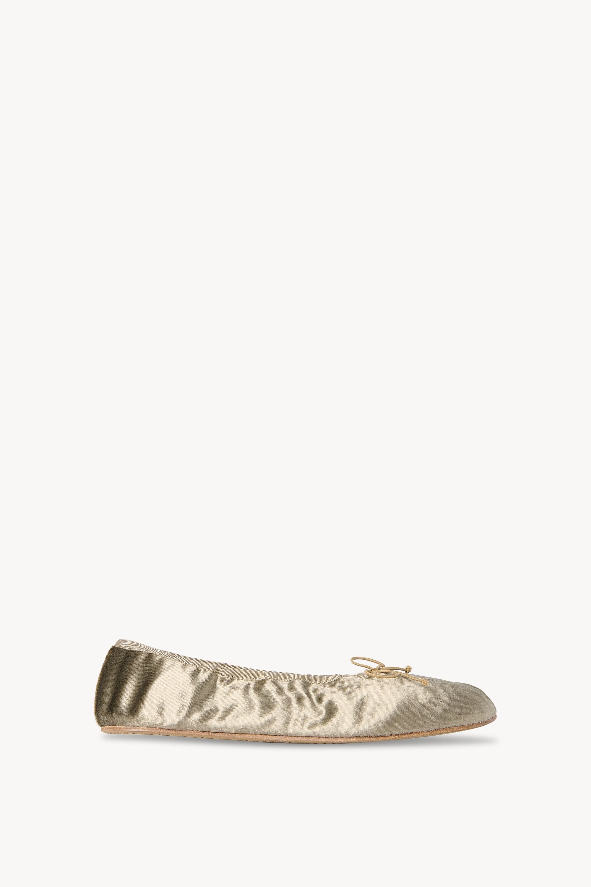 The Row Round Ballet Flat official product image in taupe velvet