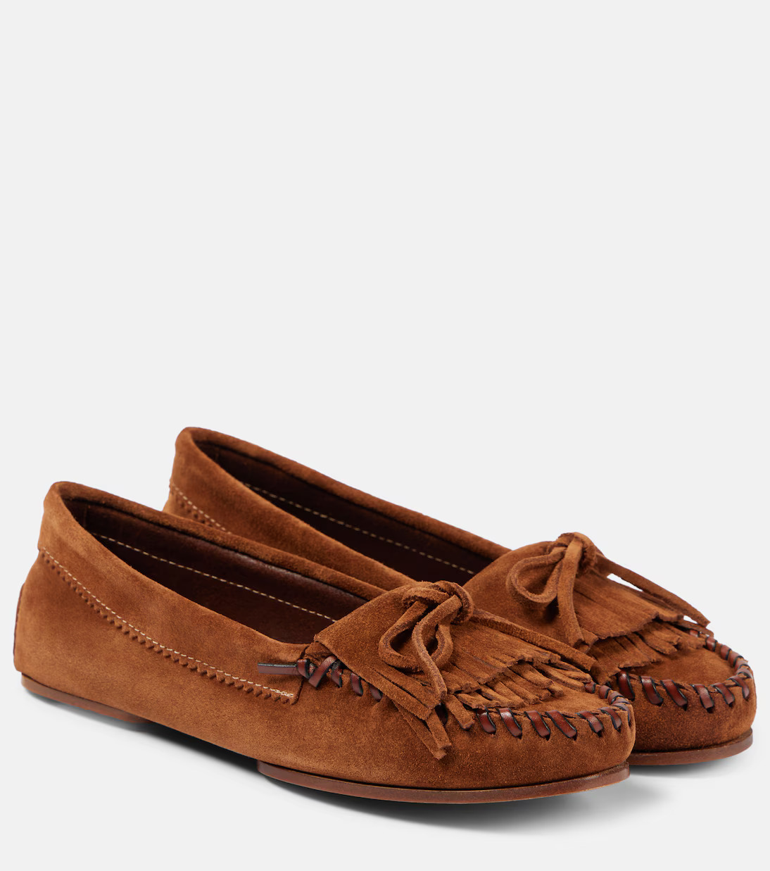 Paris Texas Indiana cognac suede loafers with leather lacing