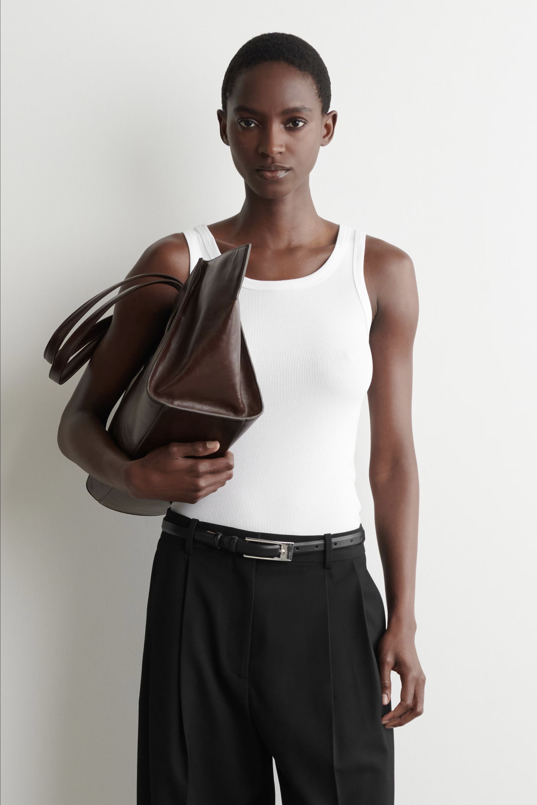 COS white ribbed cotton tank top