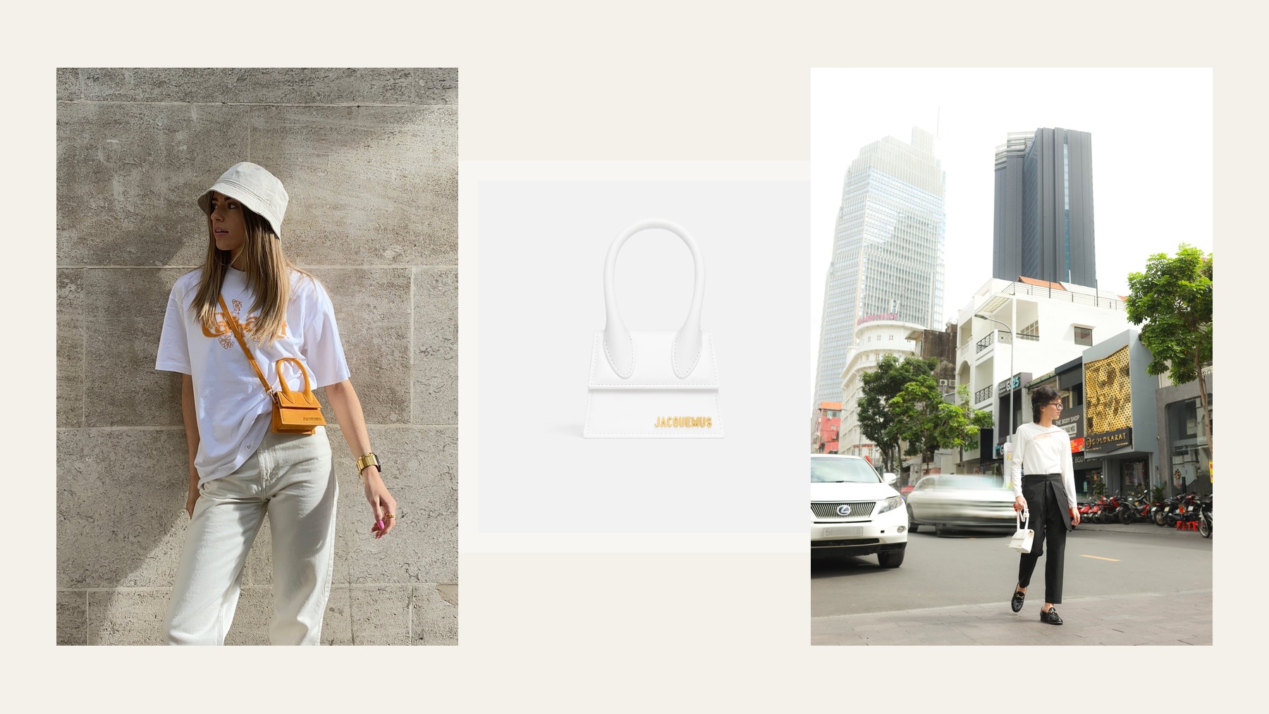 Jacquemus The Chiquito product and outfit collage