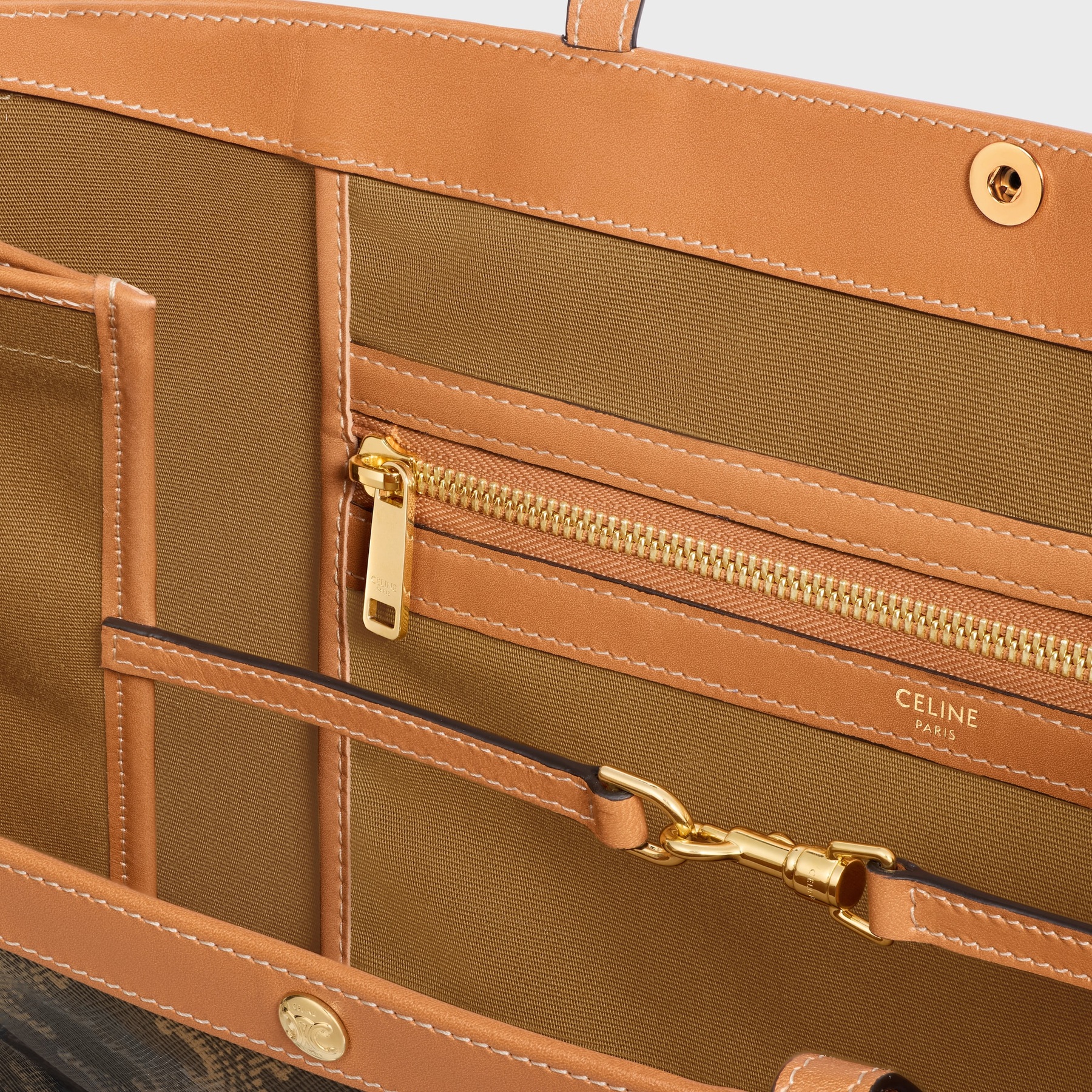 Celine Large Flat Shopper official detail view showing the interior and flat construction