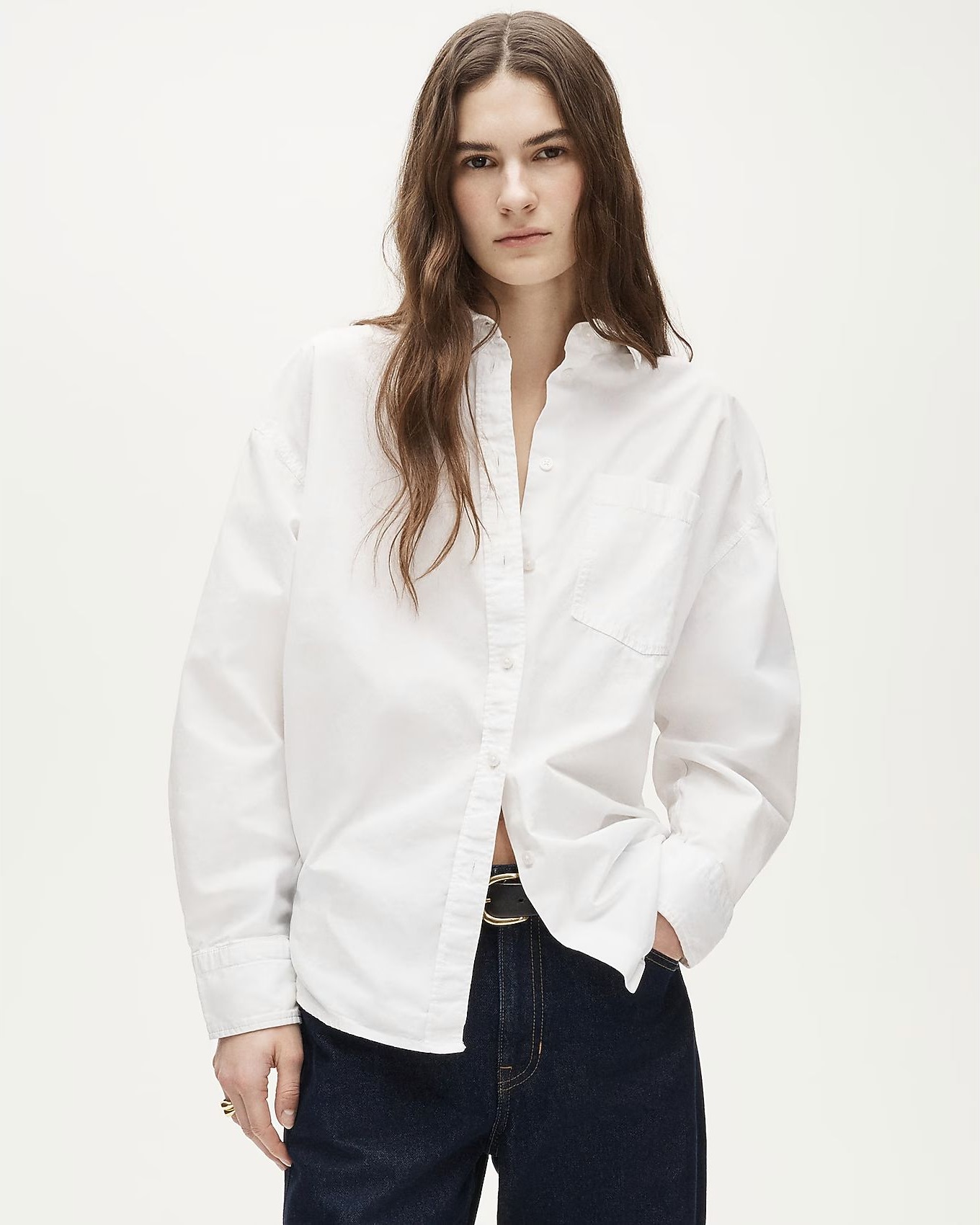 J.Crew Étienne oversized button-up shirt in white lightweight Oxford cotton