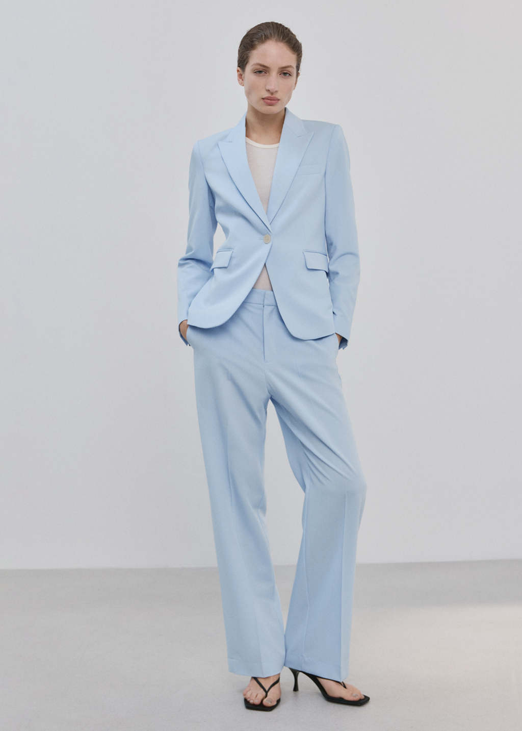 Mango Fitted Suit Blazer in blue
