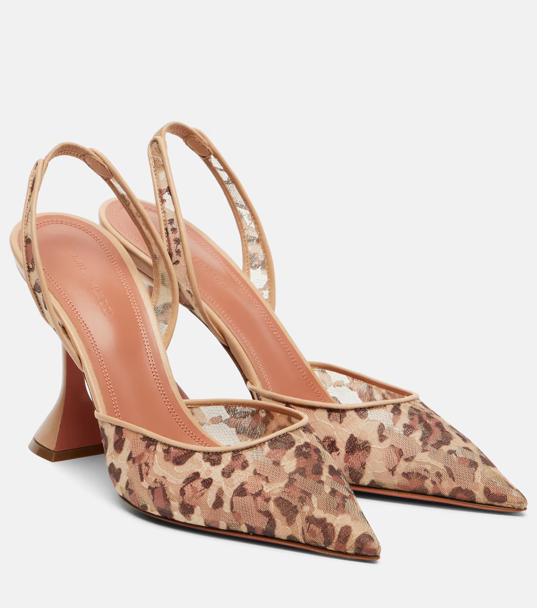 Amina Muaddi leopard-print pointed slingback pumps