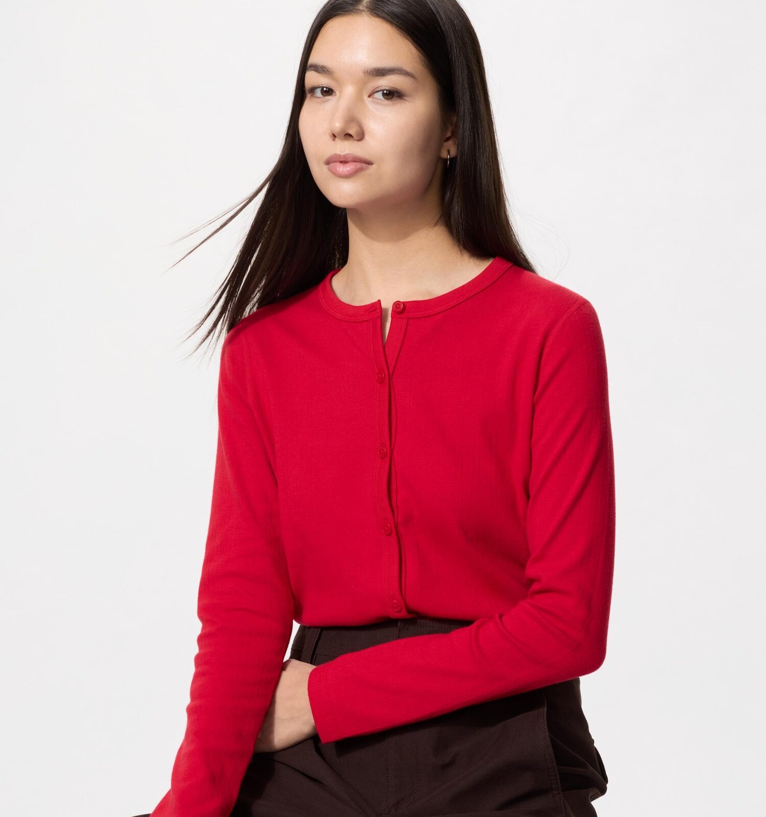 Uniqlo Pointelle Cardigan in red