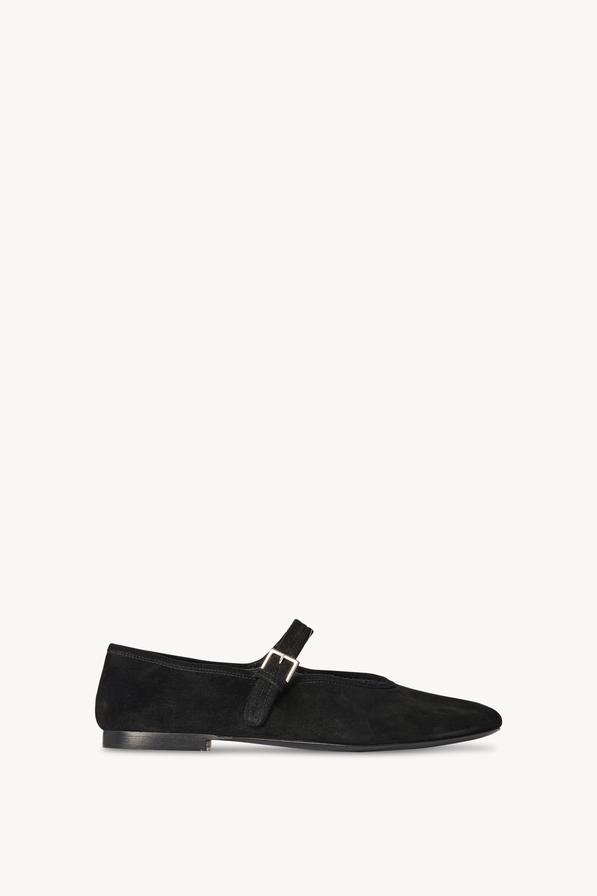 The Row Boheme MJ Shoe official side image in black suede
