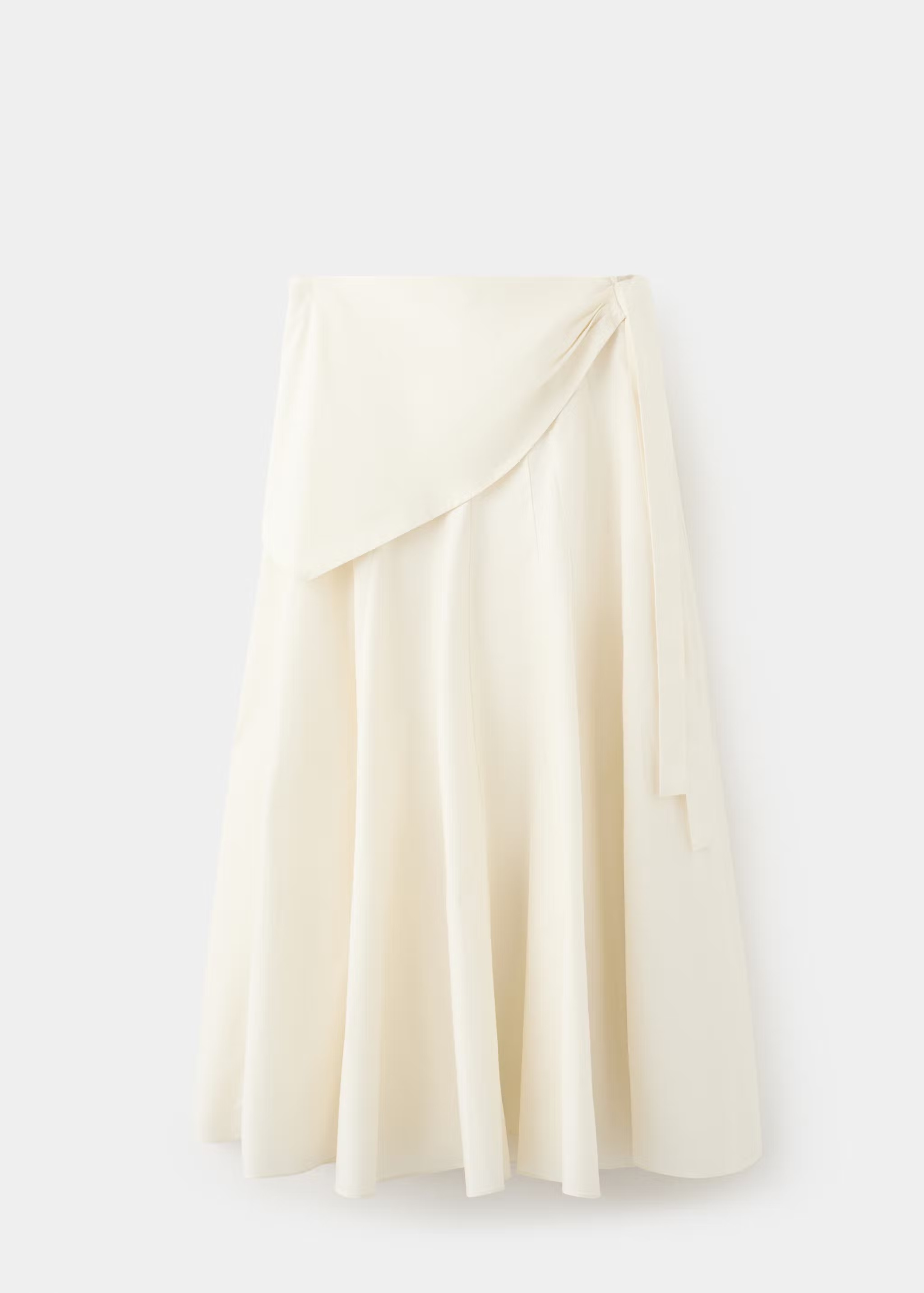 Cream-colored Mango A-line long skirt with a scarf detail