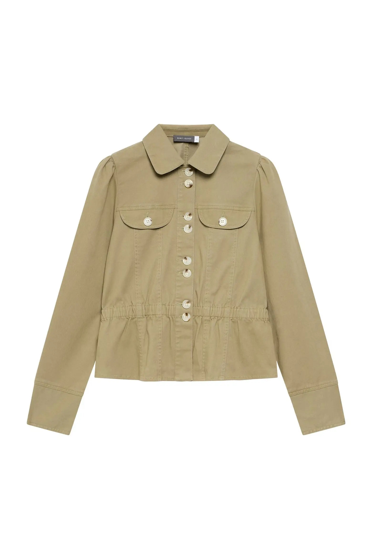Mint Velvet collared peplum jacket in khaki