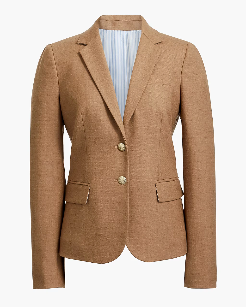 J.Crew Factory Original Schoolboy Blazer in Camel, shown as a complete front-view garment