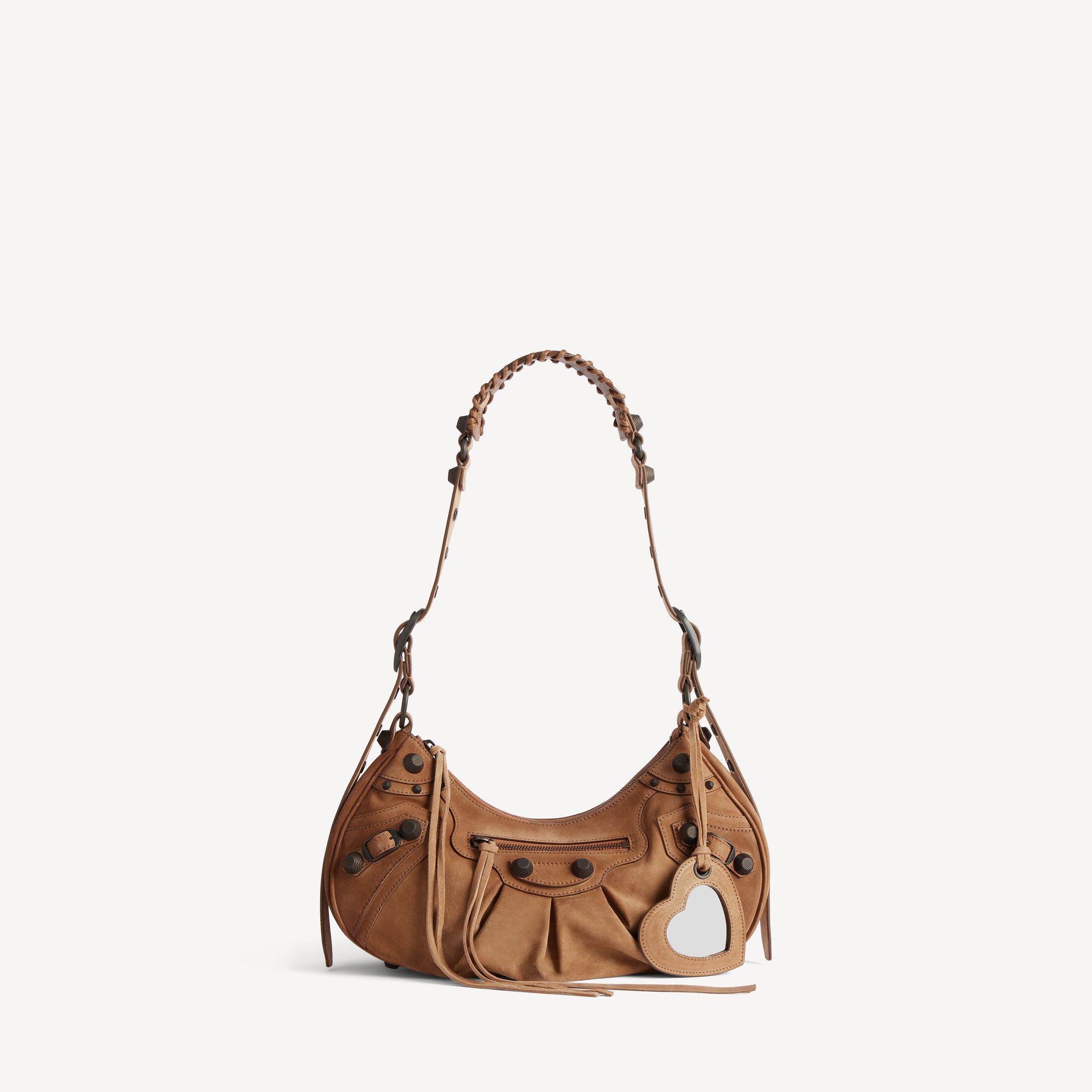 Camel suede Balenciaga Le Cagole Shoulder Bag Small
