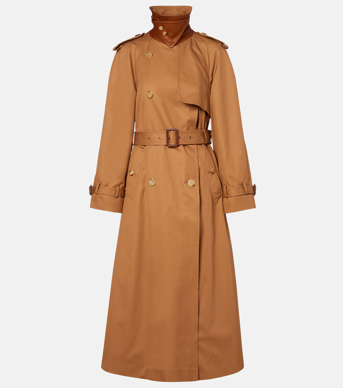 Chloé brown cotton gabardine double-breasted trench coat with belt