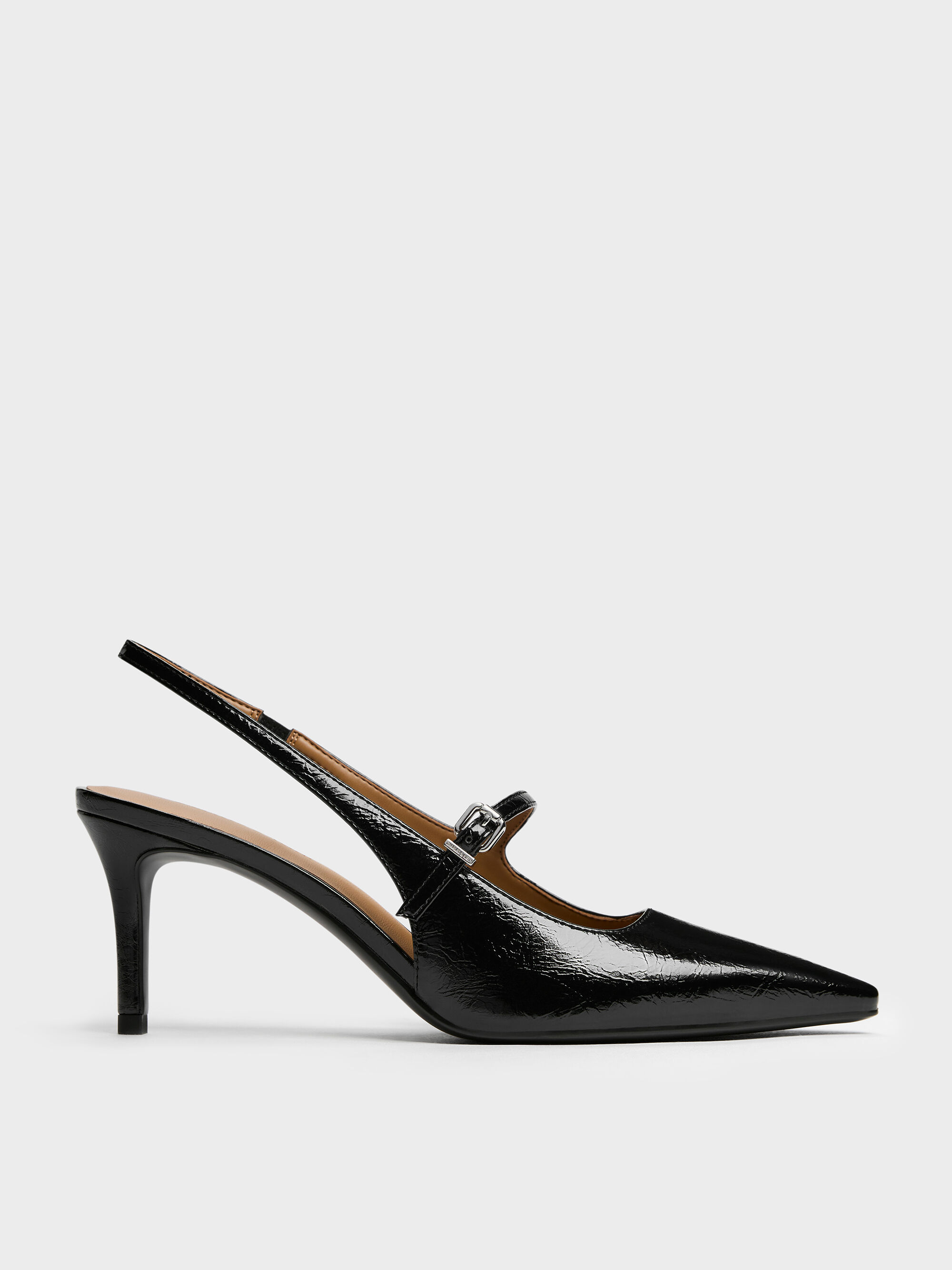 Charles and Keith black pointed slingback Mary Jane pump