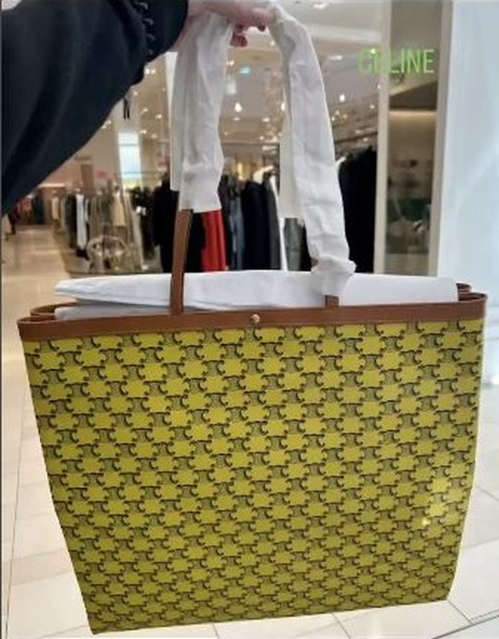 Celine Large Flat Shopper shown in a real Instagram Reel frame by dis4u2c