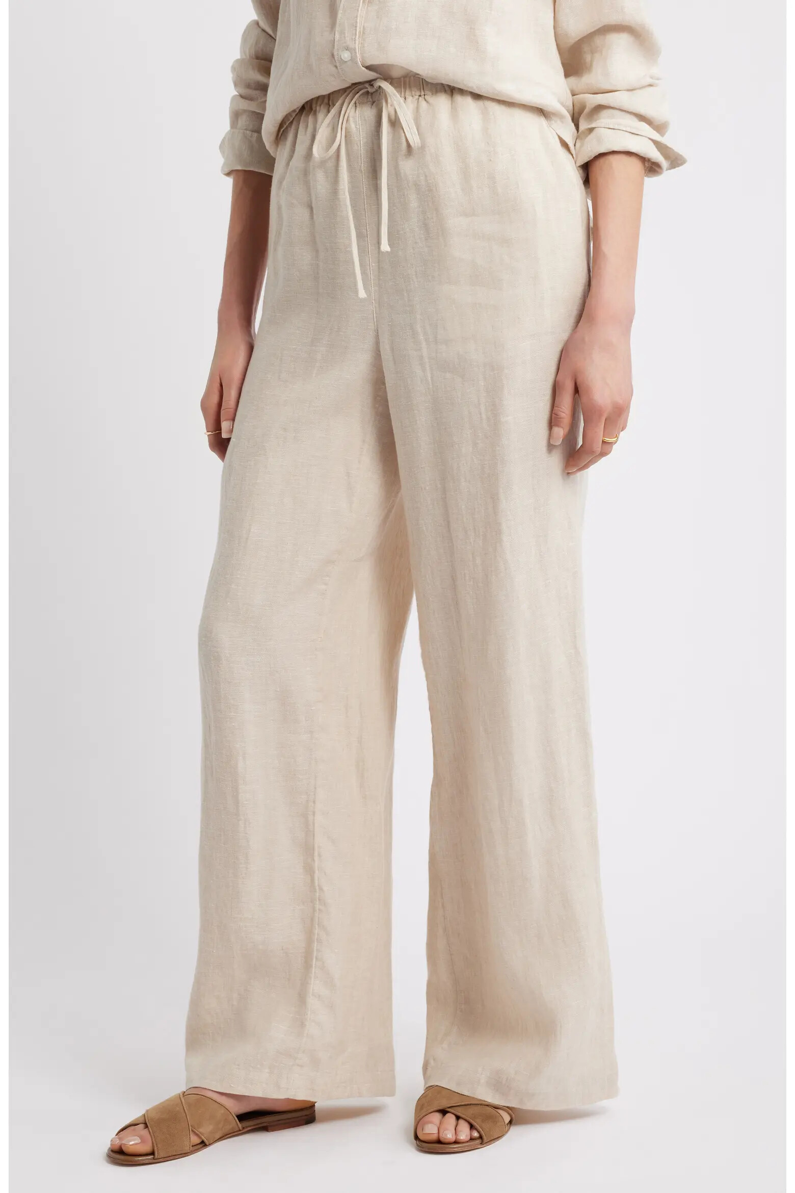 Caslon Flax easy wide-leg linen pants worn with a light neutral shirt