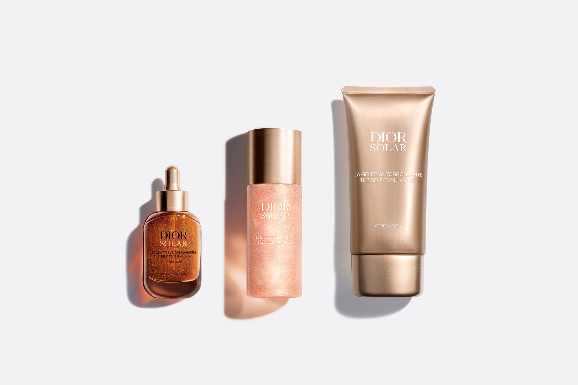 Dior Solar Radiant and Glowing Skincare Set with tanning drops body oil and gel