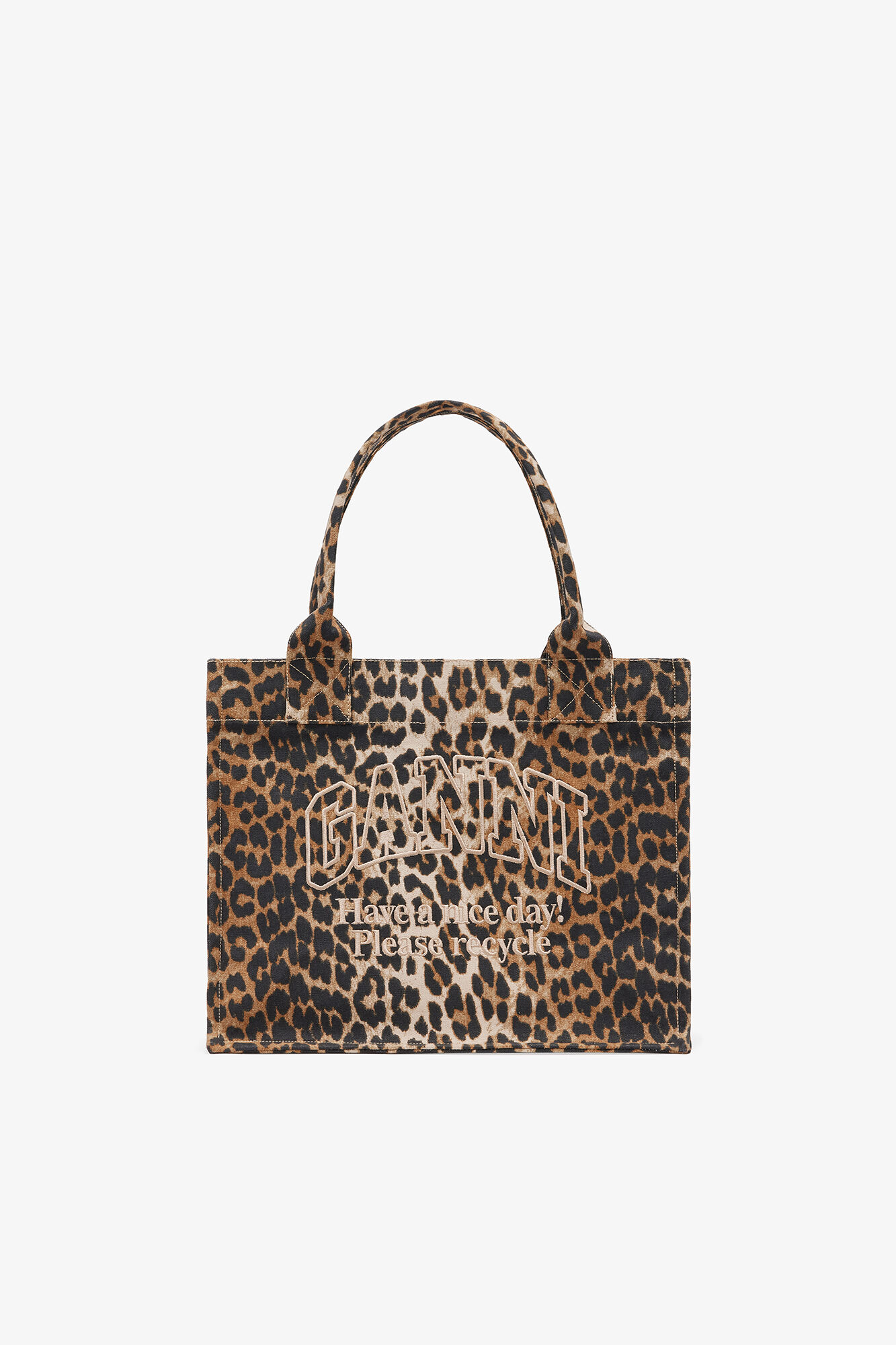 Ganni Leopard Large Canvas Tote Bag official product image