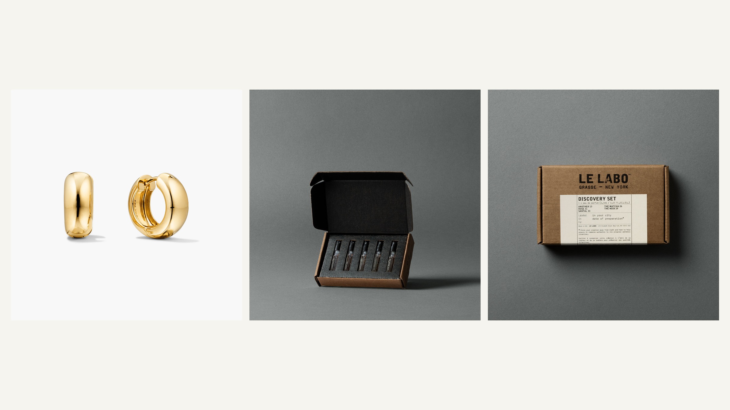 Luxury best friend gift edit with Mejuri hoops and Le Labo discovery set