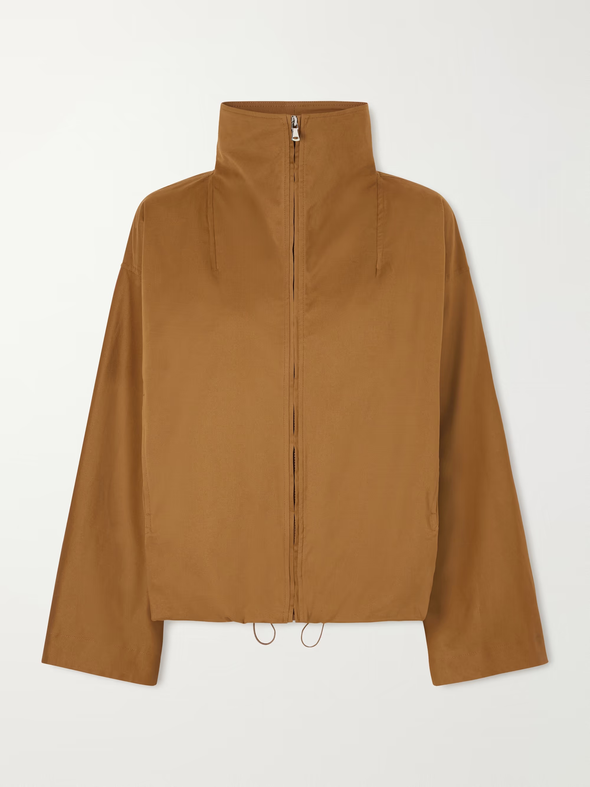 Camel Nour Hammour François cotton-blend canvas jacket with a high funnel collar