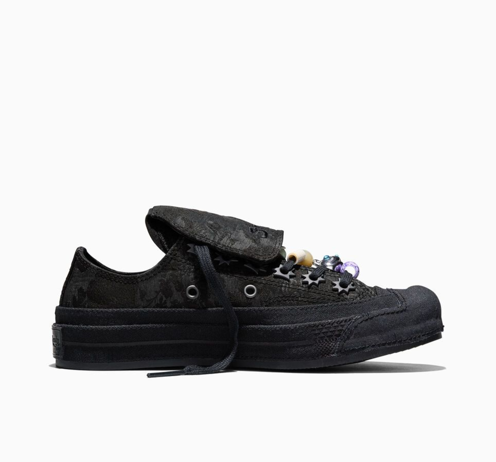 Black Converse x Collina Strada Chuck 70 low-top with fold-over tongue and charms