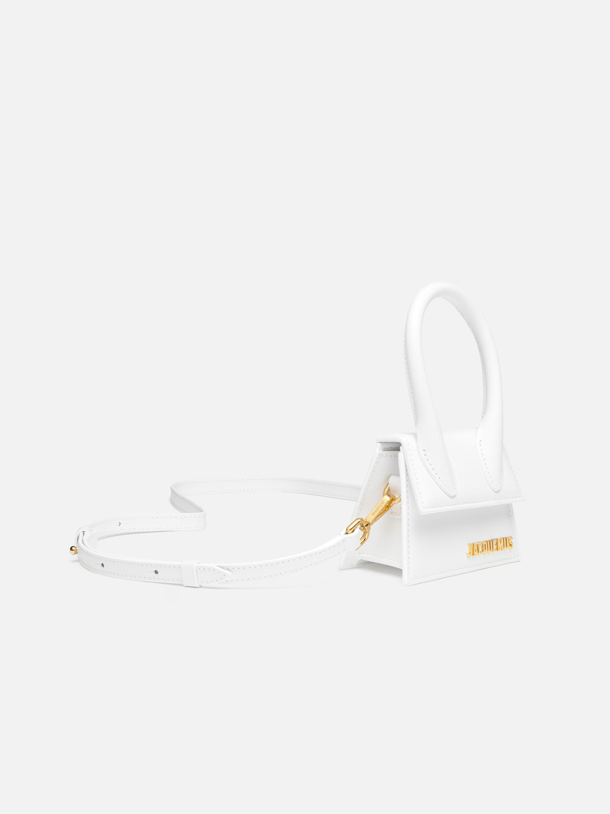 Jacquemus The Chiquito white mini handbag side and strap view