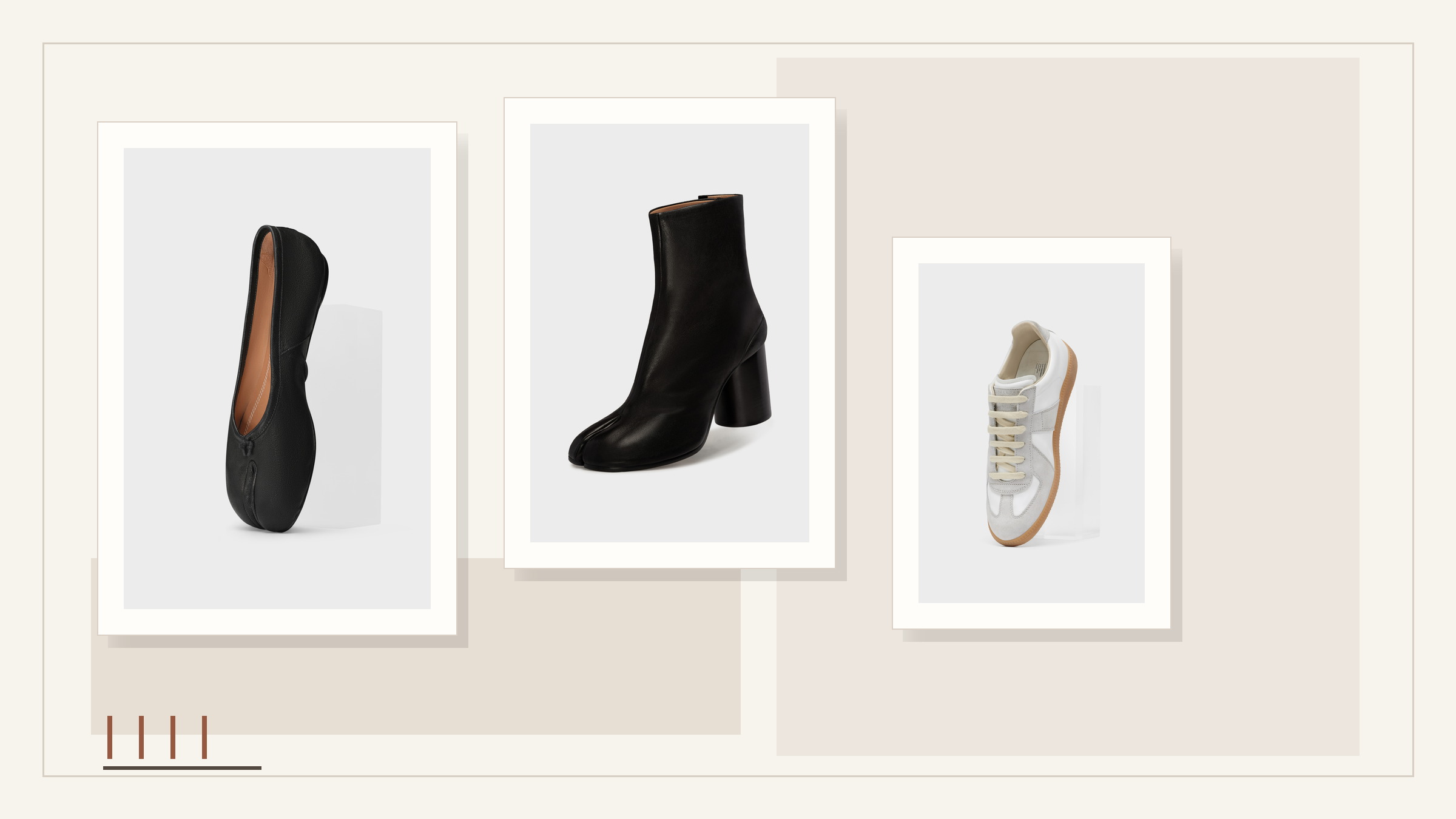 Maison Margiela starter edit with Tabi ballerina, Tabi boot, and Replica sneaker